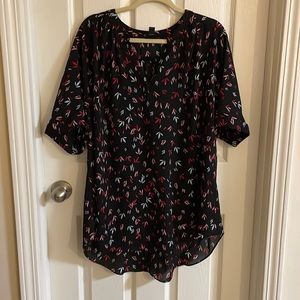 Black Patterned Dressy Top